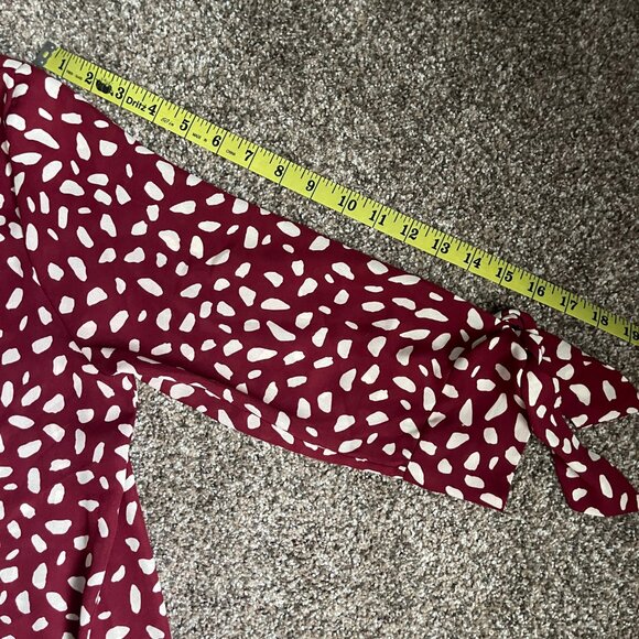 West Kei Allan Surplice Tie Sleeve High Low Blouse, Size M, Rust/Burgundy - Picture 10 of 13